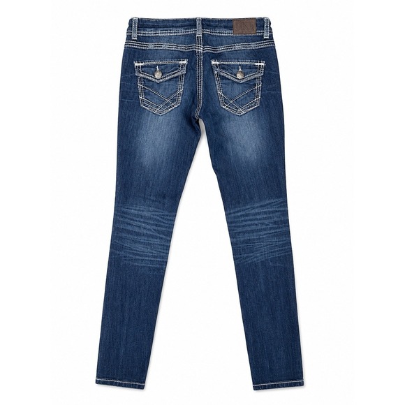 BKE Denim - BKE Sabrina Jeans Womens 25L Blue Stretch Skinny Jeans Flap Pocket Medium Wash‎